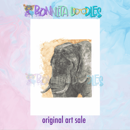 Graphite Elephant Original Art - BIG SALE!