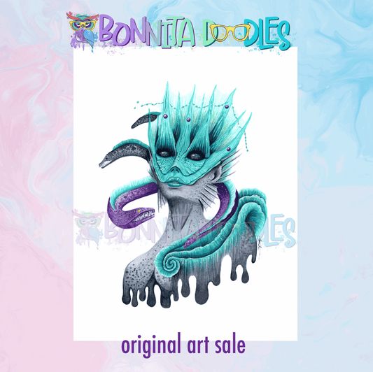 Meveah Mermaid Marker Original Art - BIG SALE! rt print, home decor