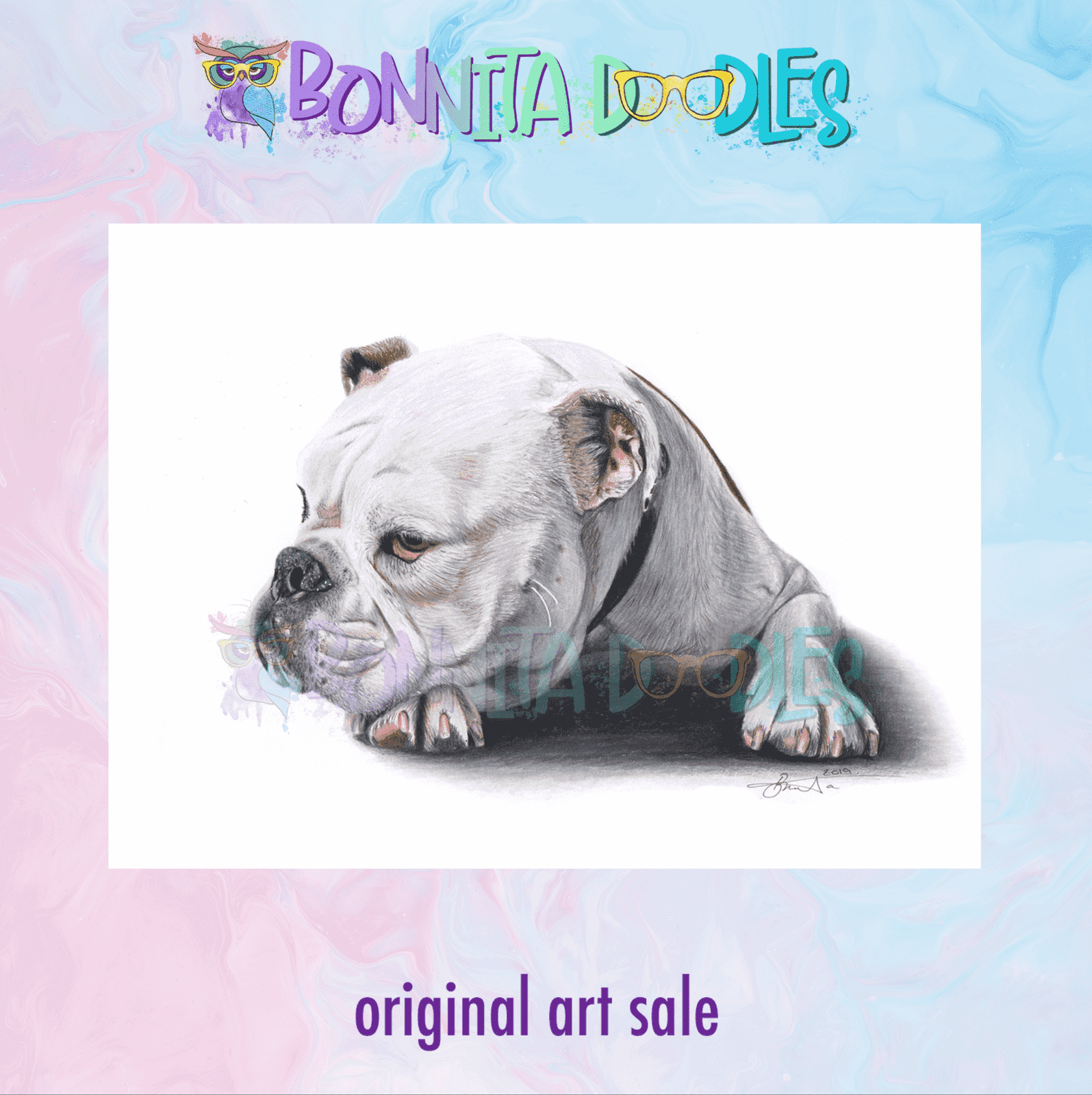 Bulldog portrait Original Art - BIG SALE!