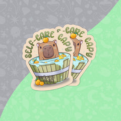 Capybara - Self-Care | Flappy | Chronic | Medium matt vinyl sticker