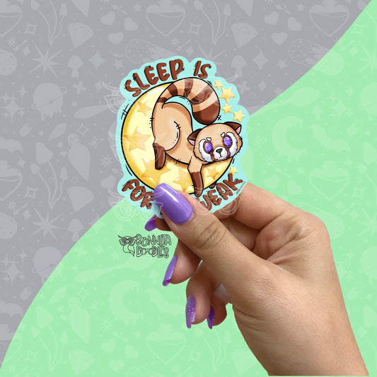 Sleep is for the weak red panda vinyl sticker