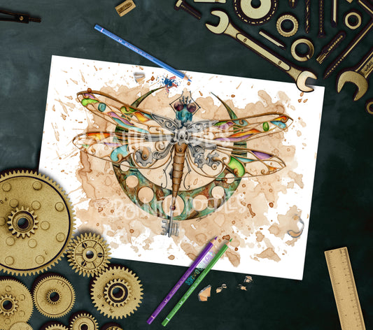 Dragonfly Steampunk Air - art home decor print