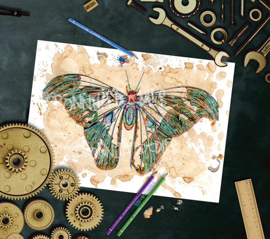 Atlas Moth Steampunk Air - art home decor print