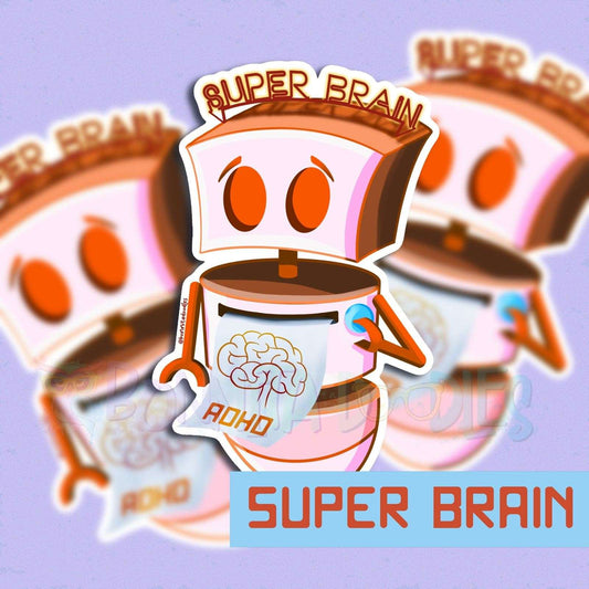ADHD Super Brain kawaii Robot vinyl sticker