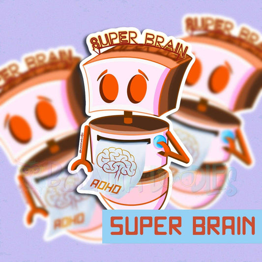 ADHD Super Brain kawaii Robot vinyl sticker