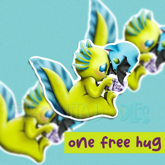 One free hug axolotl - Matt vinyl sticker