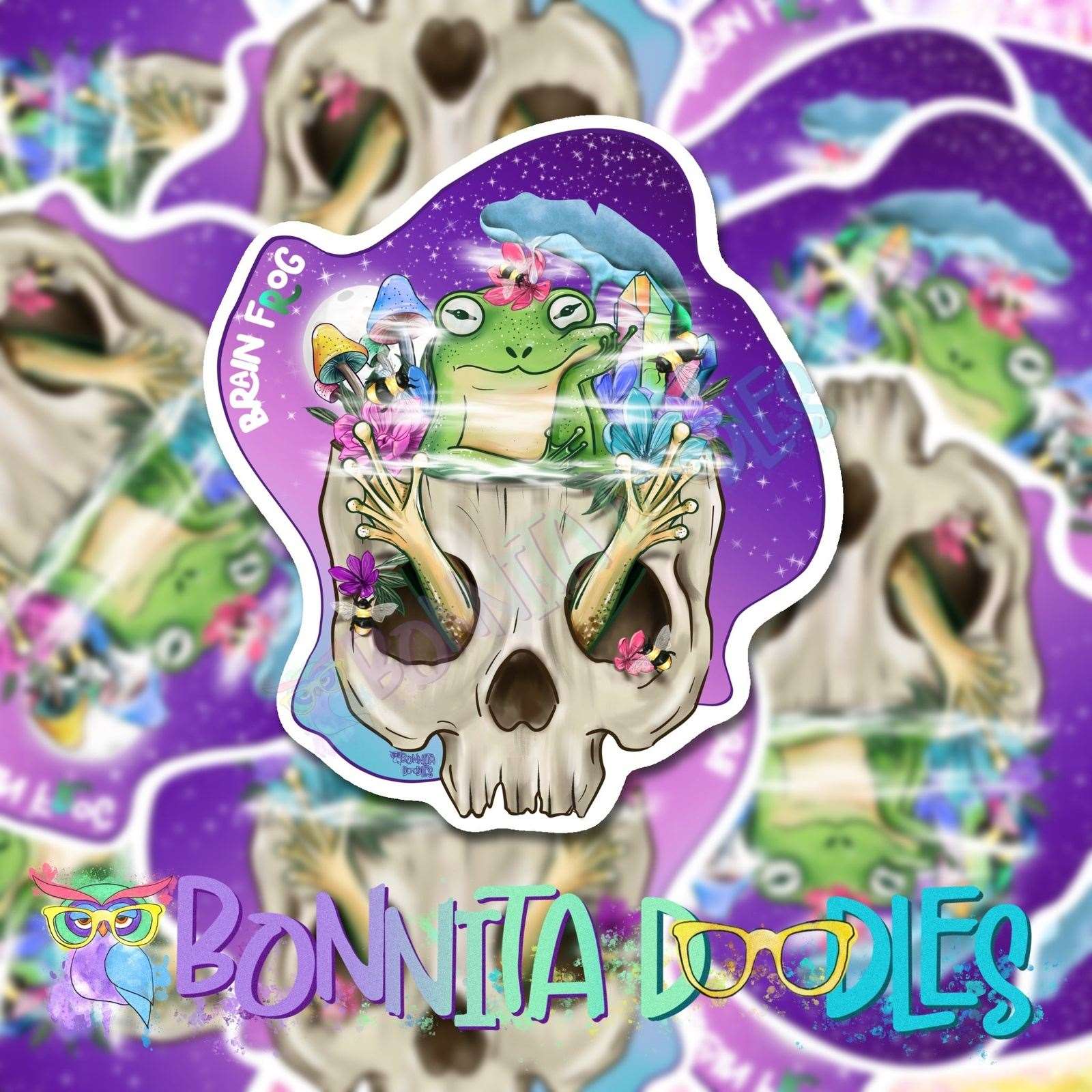 Brain frog large sticker - Autism, ADHD, fibromyalgia, lupus and many more