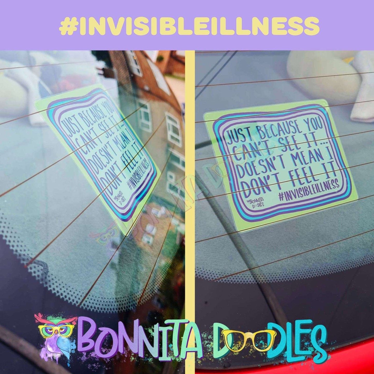 Invisible disability removable window cling
