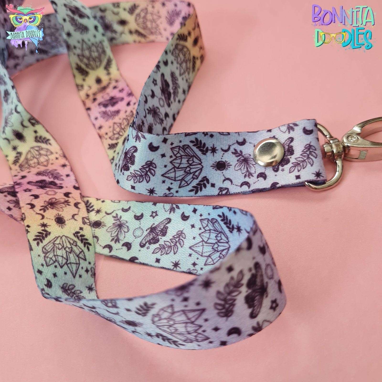 Celestial geodes & moon phases - Lanyard - soft and perfect for sensory accommodation.
