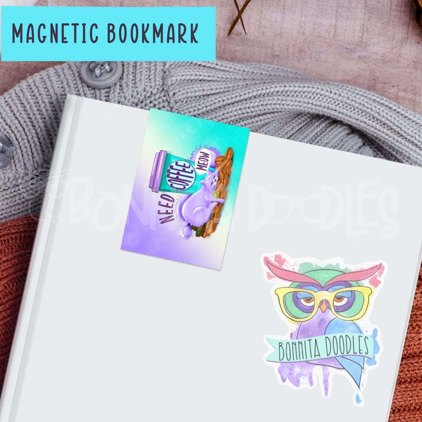 Need coffee meow! Coffee lovers magnetic bookmark - the perfect gift