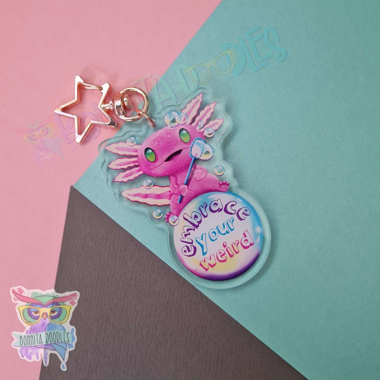 Embrace your weird axolotl keychain / charm.