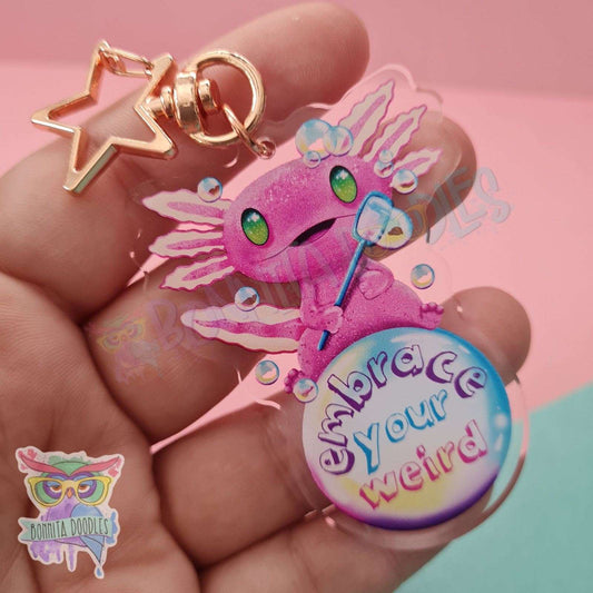 Embrace your weird axolotl keychain / charm.