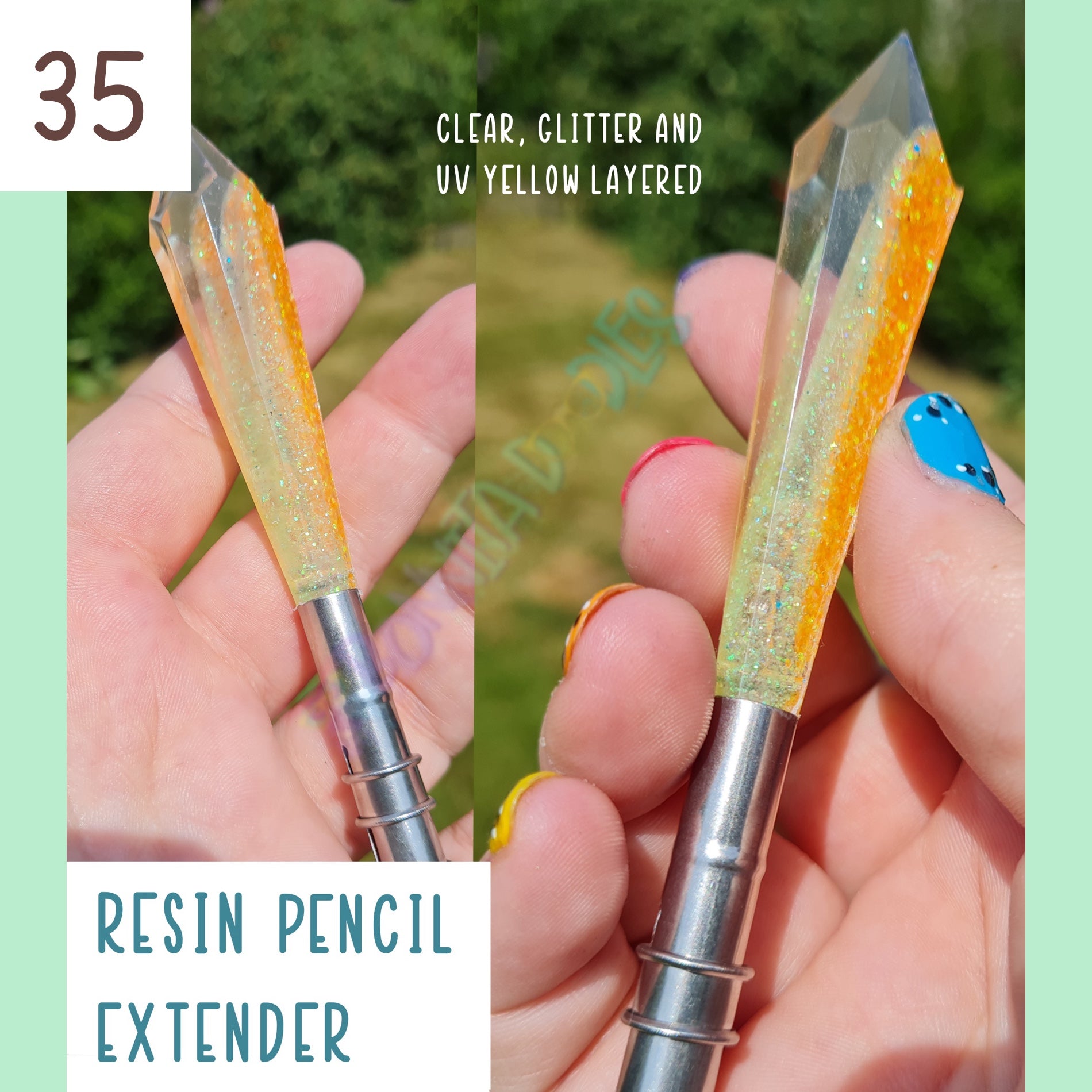Resin pencil extender, handmade for artists, colourists and more