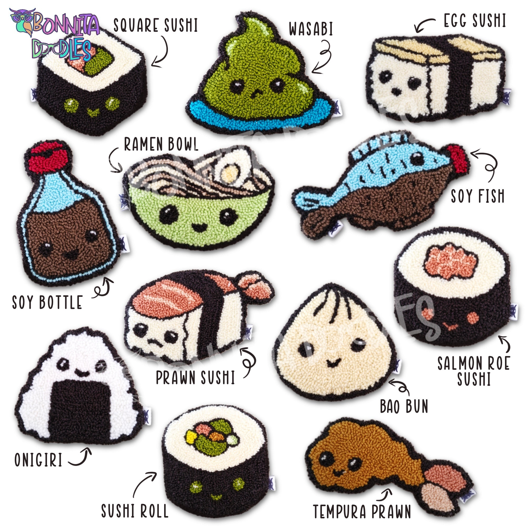 Mug Rug kawaii sushi - MADE TO ORDER