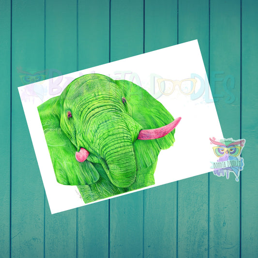 Peridot Elephant - Original drawing - Original art
