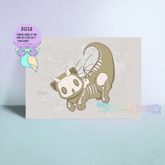 Art print with cartoon creature, teal and purple accents, beige background, 'DIGGA' text