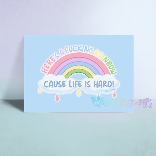 Here's a rainbow Sweary sticker or print - adult humour