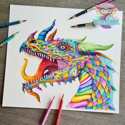 Opal Aura - Fantasy Pride Dragon - Original drawing