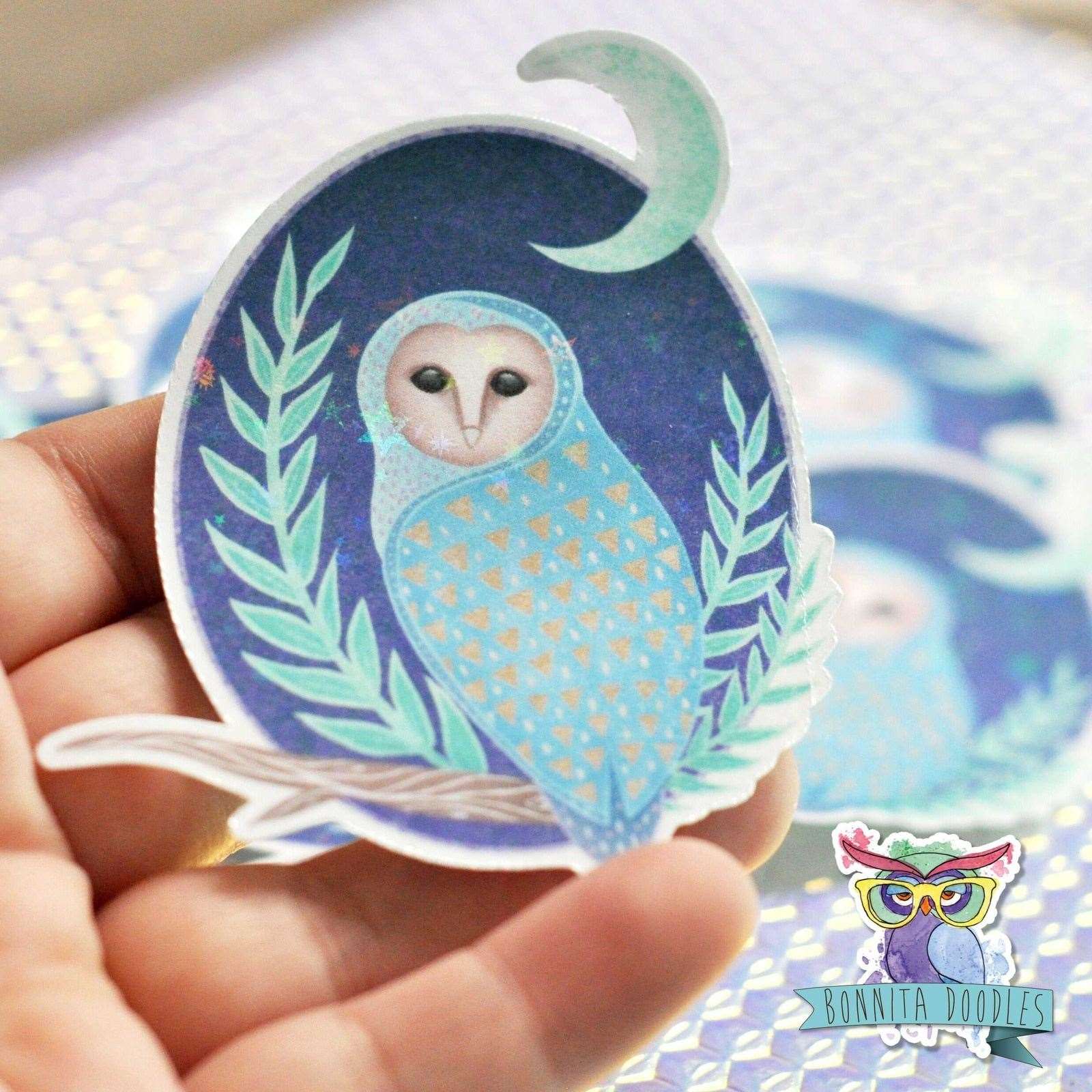 Art deco Owl sticker - laptop, journal