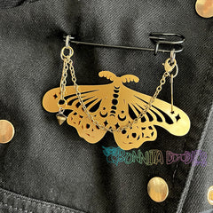 Gold Moth | Handmade 75mm Black pin