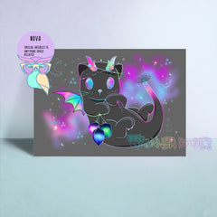 Dratz Nova art print, rectangular with purple and blue fantasy dragon illustration