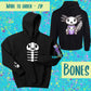 Bones the Axolotl Pullover hoodie black ~ made to order