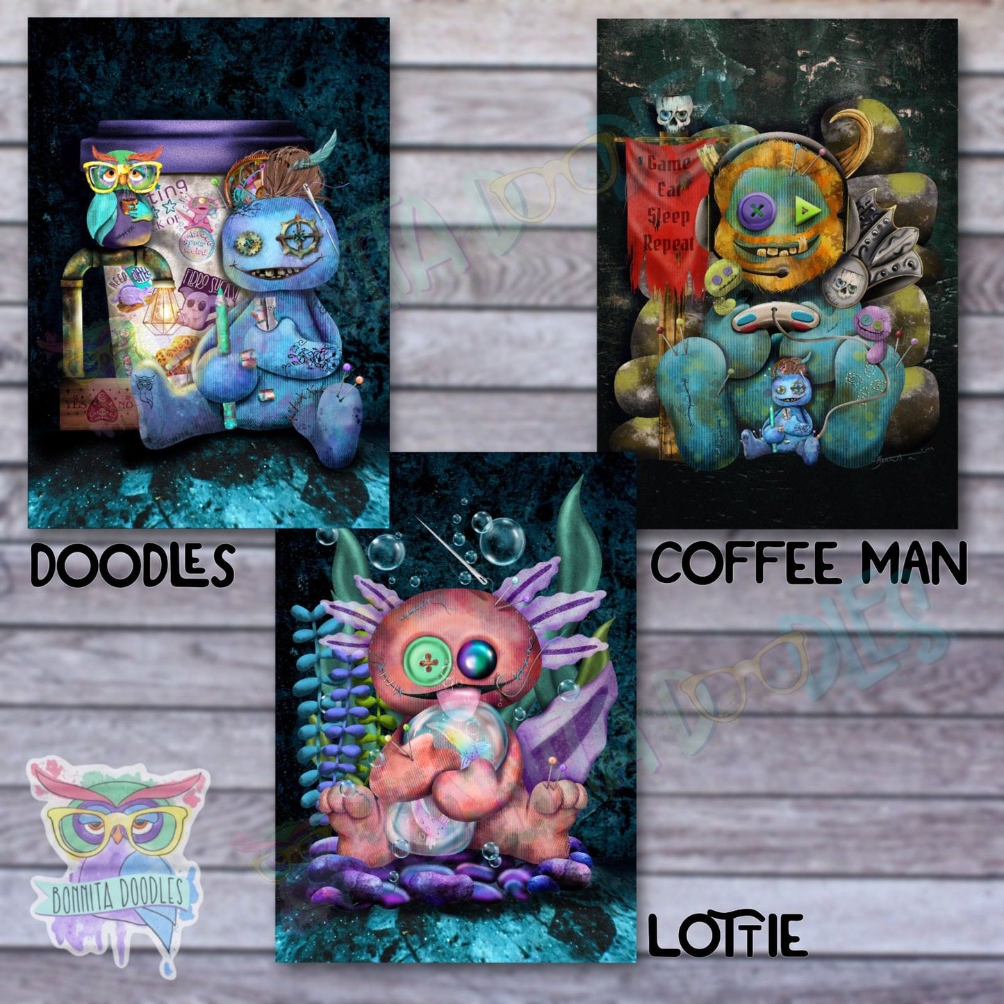 Voodoo dolls - a5 / a4 home decor art print - spooky, Halloween, magic - pin doll