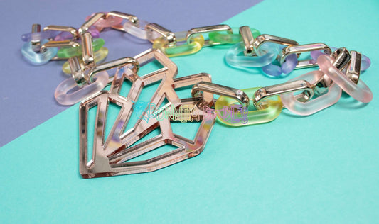 Mystical GEODE Pastel Goth chunky colourful necklace (3.75'')