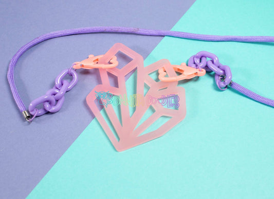 Mystical Frosted Geode chunky rope chain necklace - Handmade gifts