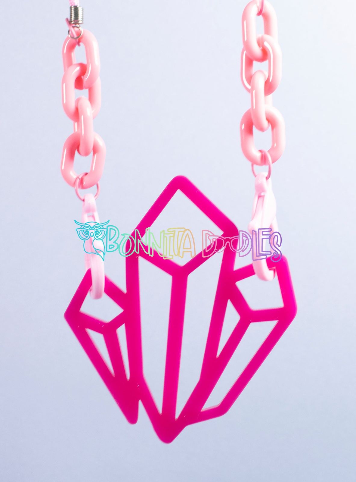 Mystical Hot Pink Geode chunky rope chain necklace - Handmade gifts