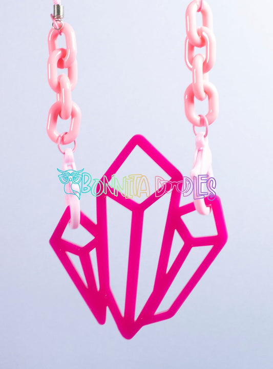 Mystical Hot Pink Geode chunky rope chain necklace - Handmade gifts