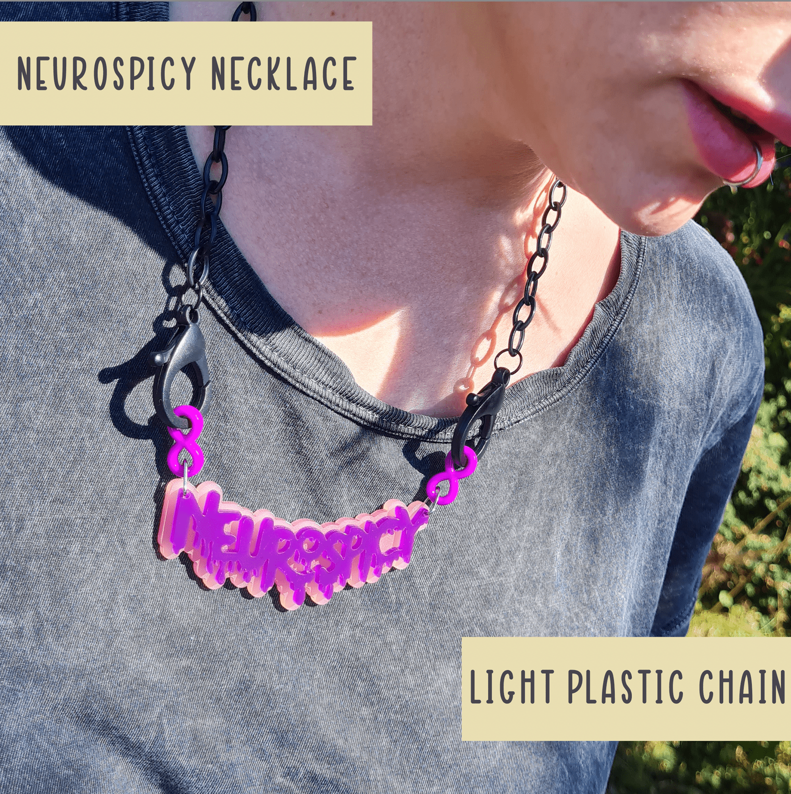 Neurospicy chunky colourful necklace - SMALL - Handmade gifts