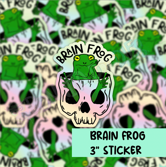Holographic Brain frog large sticker - Autism, ADHD, fibromyalgia, lupus and many more