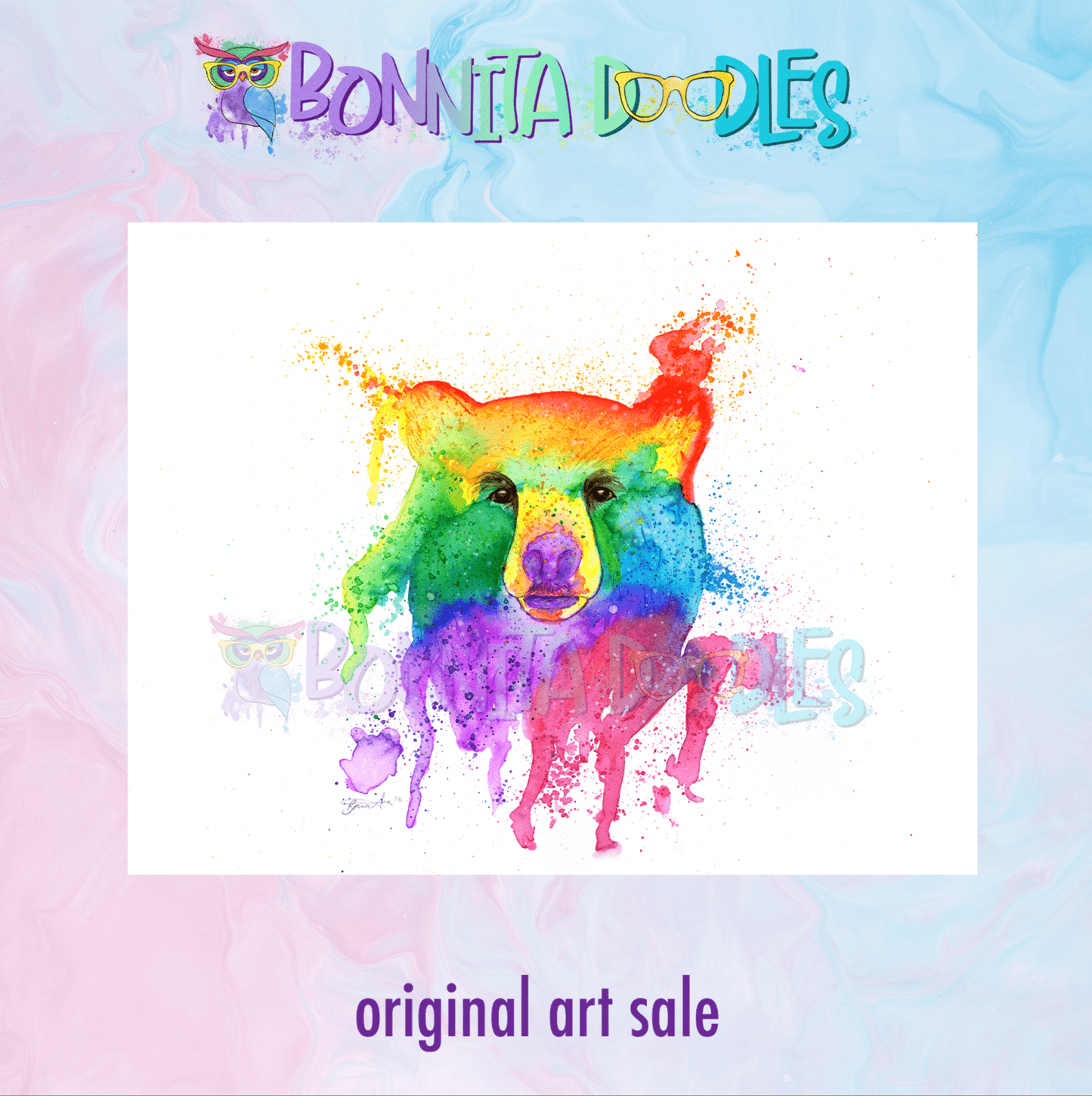 Rainbow Bear Original Art - BIG SALE!