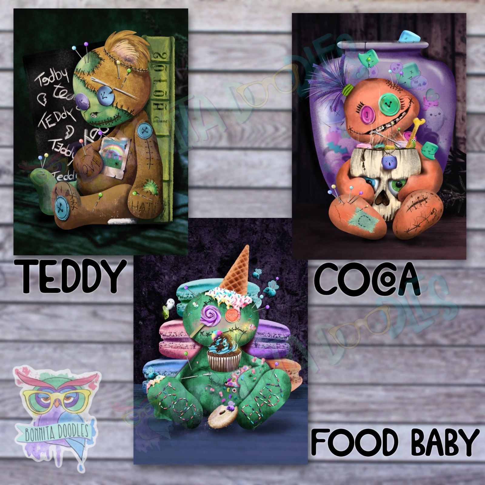 Voodoo dolls - a5 / a4 home decor art print - spooky, Halloween, magic - pin doll