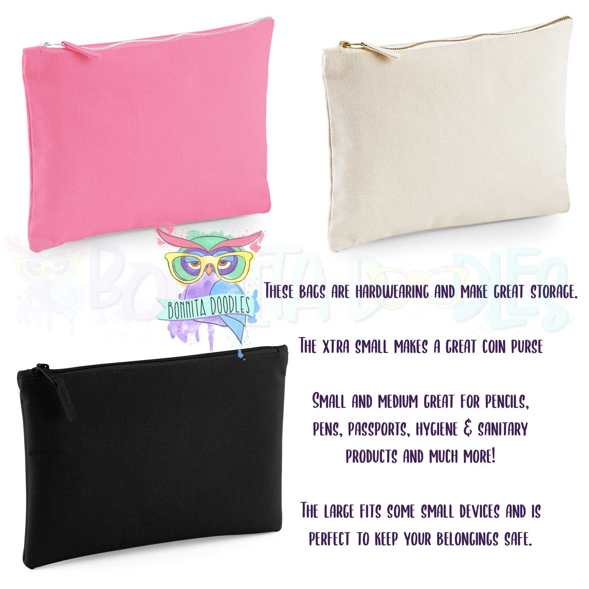 Doodles voodoo doll Canvas zip pencil case ~ purse ~ bags