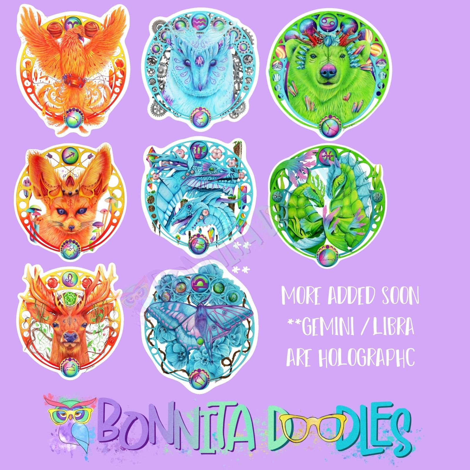 Zodiac signs Holographic sticker