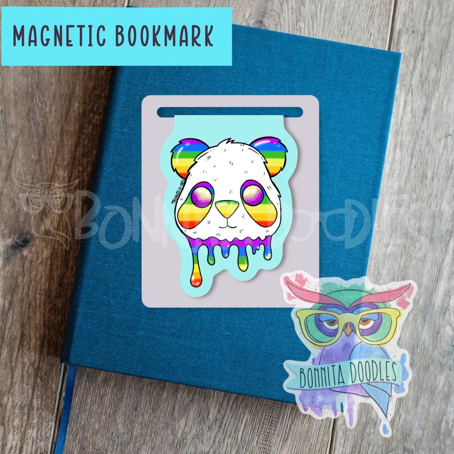 Rainbow Panda magnetic bookmark - the perfect gift