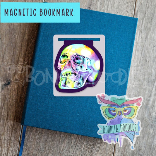 Rainbow skull magnetic bookmark - the perfect gift