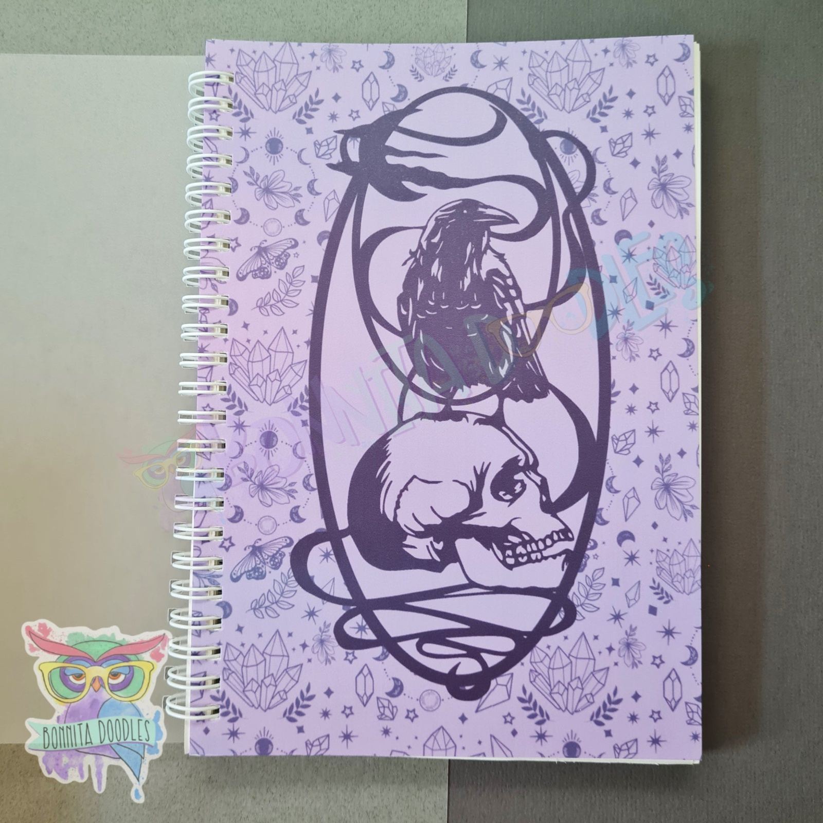 Raven skull notebook - perfect gift