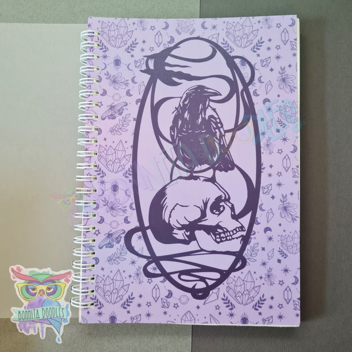 Raven skull notebook - perfect gift