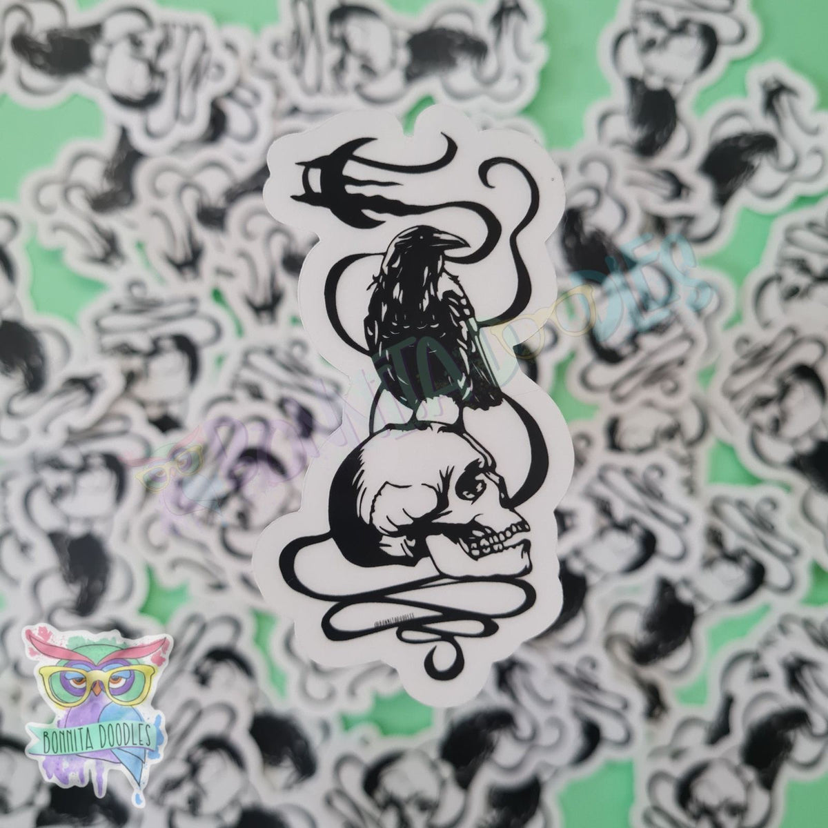 Raven Skull | Medium vinyl sticker