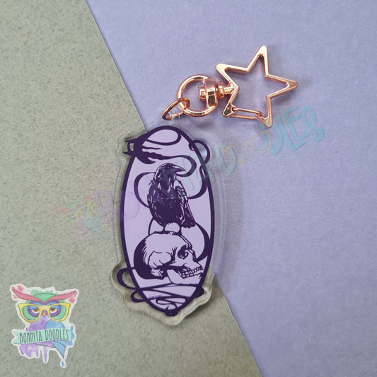 Raven Skull keychain / charm, halloween creepy cute
