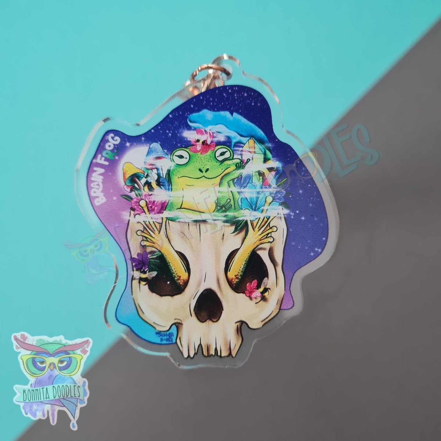 Brain frog keychain / charm. Spoonie, neurospicy