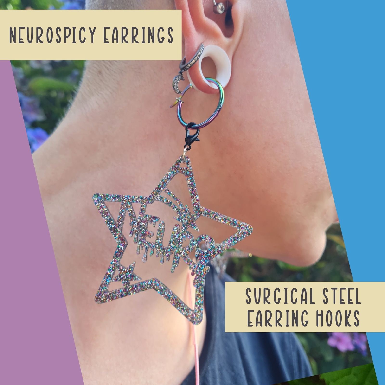 Neurospicy earrings great for stretched ears - MIXED SIZES