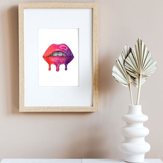 Sunset dripping Lips Original Art - BIG SALE!