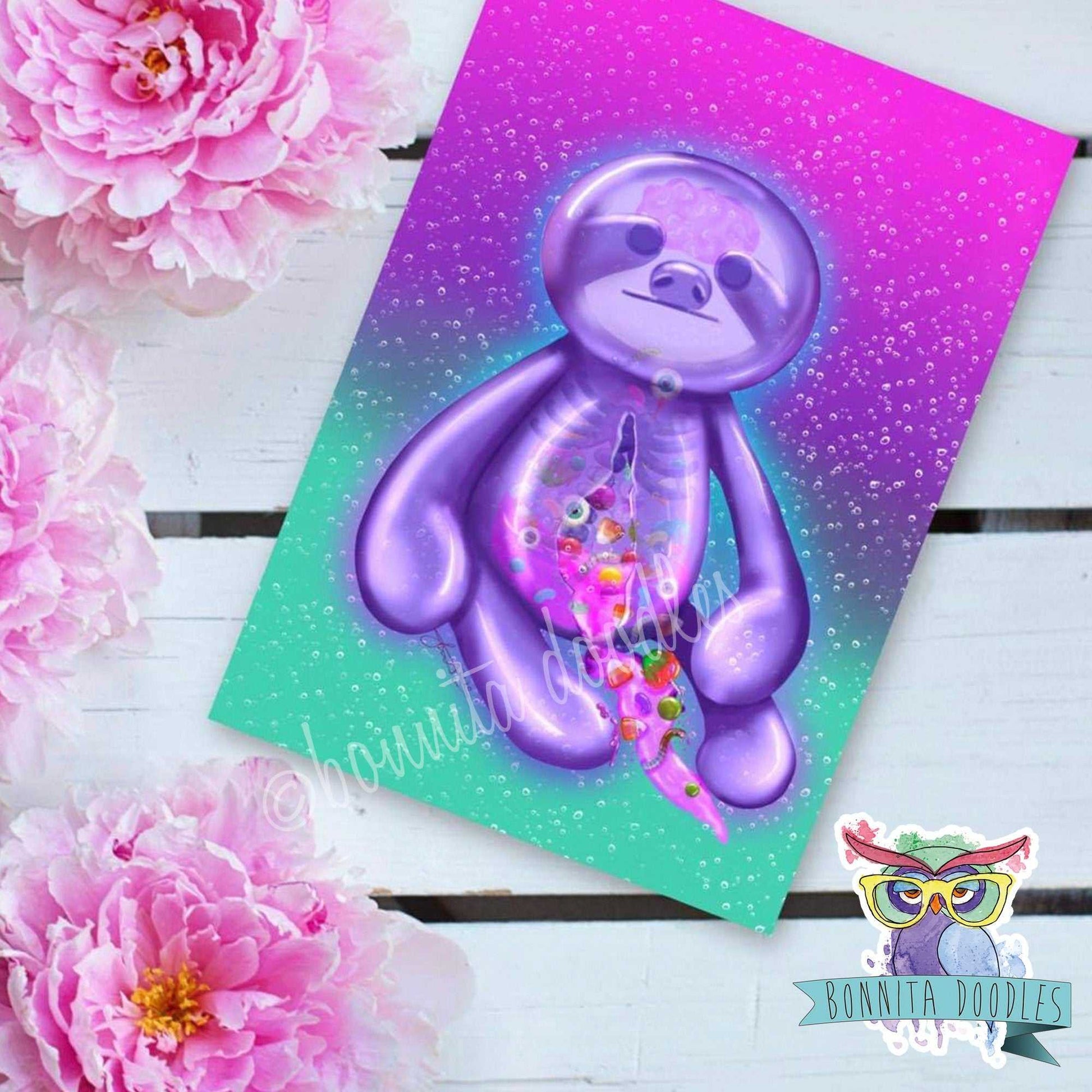 Halloween Sloth - Candy Guts - Print or sticker