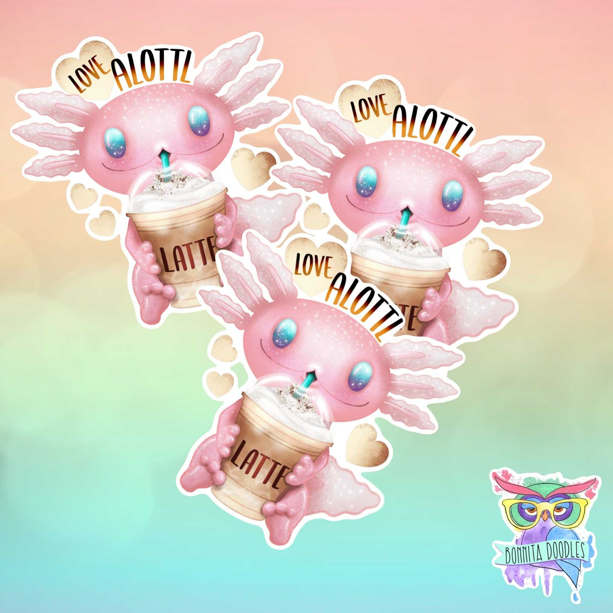 Axolotl cute sticker - latte coffee
