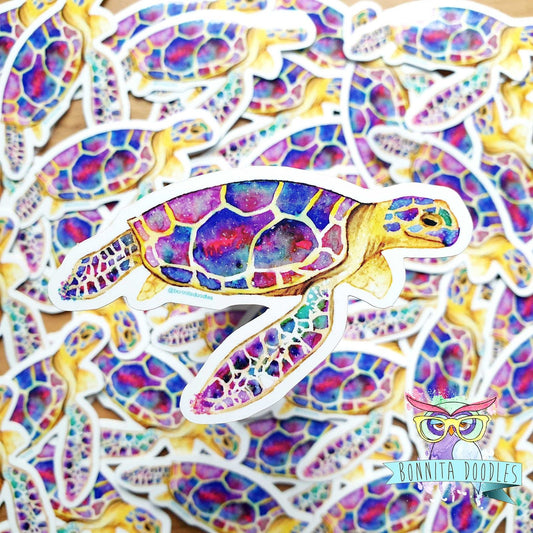 Sea turtle watercolour vinyl sticker