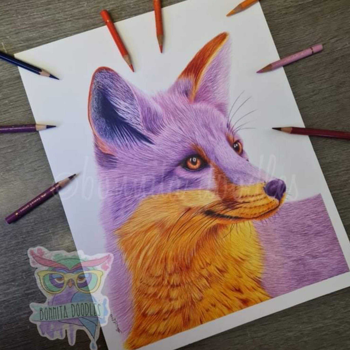 Amethyst fox - art print, home decor